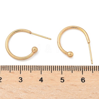 304 Stainless Steel C-shaped Hoop Circle Ball Stud Earrings STAS-K204-04G-1