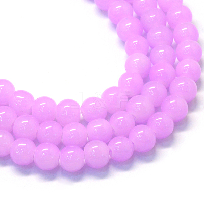 Baking Paint Imitation Jade Glass Round Bead Strands X-DGLA-Q021-6mm-23-1