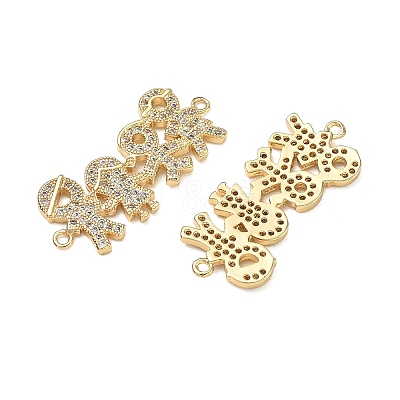 Brass Micro Pave Clear Cubic Zirconia Connector Charms for Jewelry Making CU-CBAAA59-01G-05-1