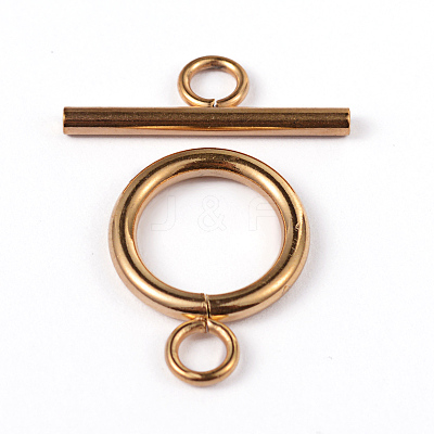 Ion Plating(IP) 304 Stainless Steel Ring Toggle Clasps STAS-L176-12G-A-1