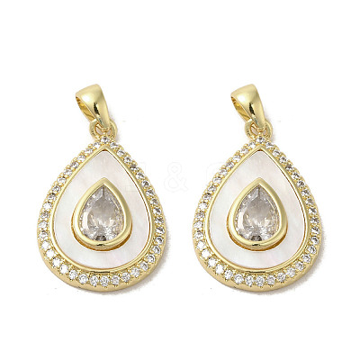 Brass Micro Pave Clear Cubic Zirconia Pendants KK-I708-02A-G-1