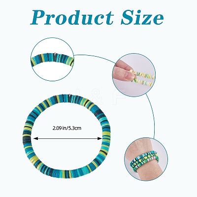 Handmade Polymer Clay Heishi Surfer Stretch Bracelets Set BJEW-SW00099-04-1