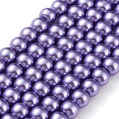 Baking Paint Pearlized Glass Pearl Round Bead Strands X-HY-Q330-8mm-27-1
