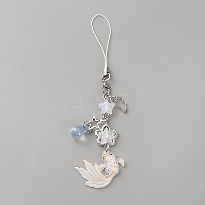 Fish Alloy Acrylic Mobile Straps HJEW-WH0036-125A-1