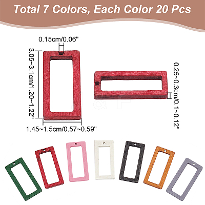 140Pcs 7 Colors Wood Pendants WOOD-NB0002-29-1