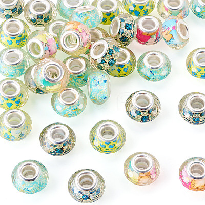 40Pcs 4 Colors Resin European Beads RPDL-TA0001-15-1