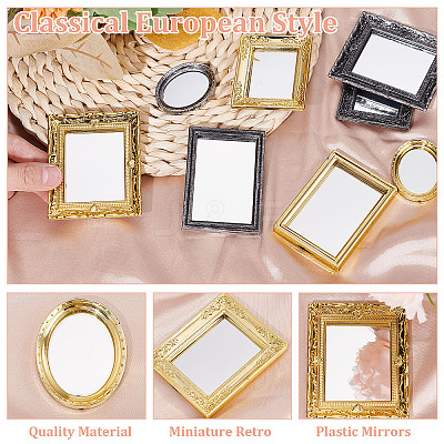 8Pcs 8 Style Miniature Retro Plastic Mirrors MJEW-CP0001-01-1