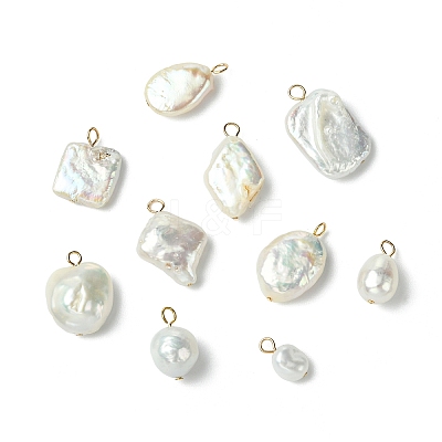 10Pcs 10 Styles Natural Baroque Keshi Pearl Pendants KK-CJ0003-62-1