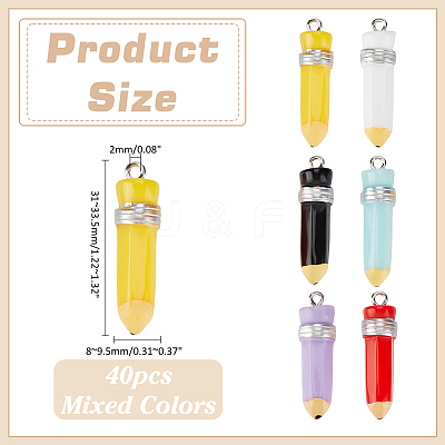 40Pcs Opaque Resin Pendants RESI-ME0001-42-1