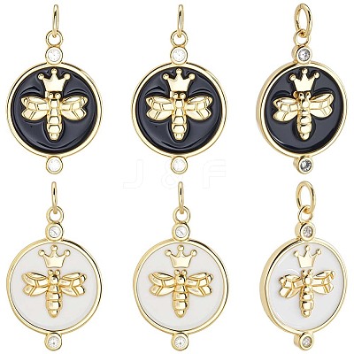 10Pcs 2 Colors Eco-Friendly Brass Micro Pave Cubic Zirconia Pendants KK-BBC0020-69-1