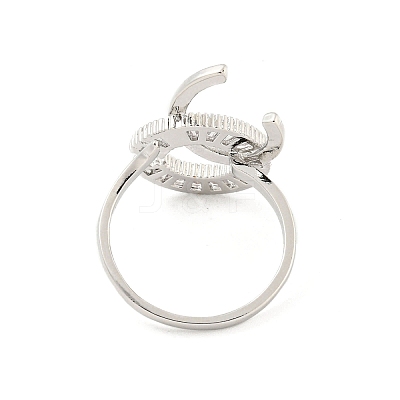 Letter C Brass Micro Pave Clear Cubic Zirconia Open Cuff Rings RJEW-G309-34P-1