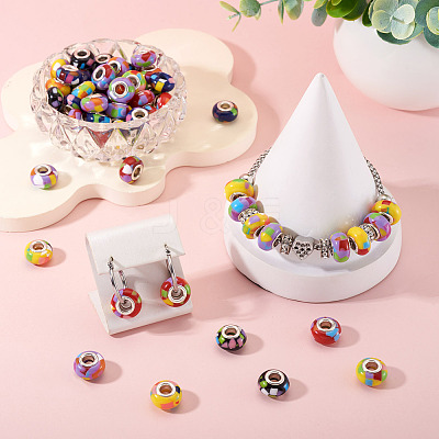 100Pcs 5 Colors Bohemian Style Resin European Beads RESI-TA0004-83-1