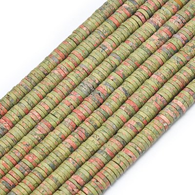 Natural Unakite Beads Strands G-P575-B25-6x1mm-1