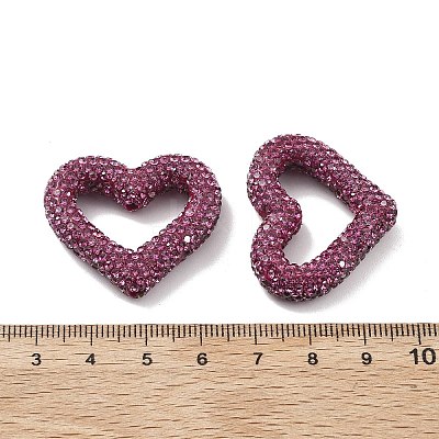 Heart Shape Polymer Clay Rhinestone Beads CLAY-NH0001-09B-10-1