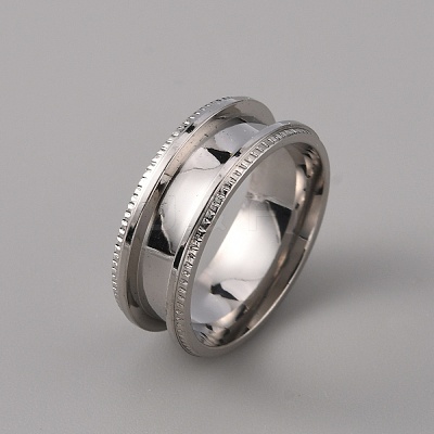 201 Stainless Steel Grooved Finger Ring Settings STAS-WH0027-26D-P-1
