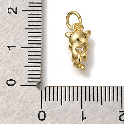Rack Plating Brass Micro Pave Cubic Zirconia Charms KK-I720-31G-1