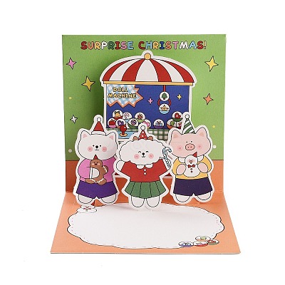 Square 3D Pop Up Paper Greeting Card AJEW-P123-A06-1
