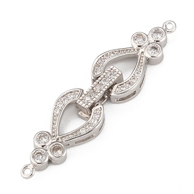 Brass Micro Pave Cubic Zirconia Fold Over Clasps ZIRC-F013-01P-FF-1