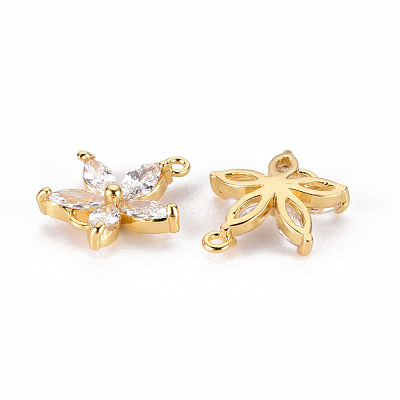 Brass Micro Pave Clear Cubic Zirconia Link Connectors ZIRC-S068-022-NF-1