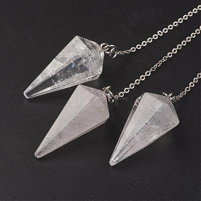 Natural Quartz Crystal Hexagonal Pointed Dowsing Pendulums G-G956-D10-FF-1