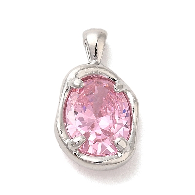 Platinum Brass Micro Pave Cubic Zirconia Pendants KK-U031-02P-03-1