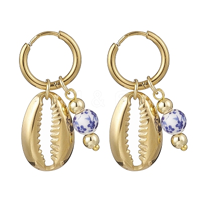 Brass Shell Shape Hoop Earrings EJEW-JE06738-1