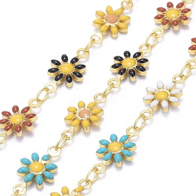 Handmade Brass Enamel Link Chains CHC-I035-13G-01-1