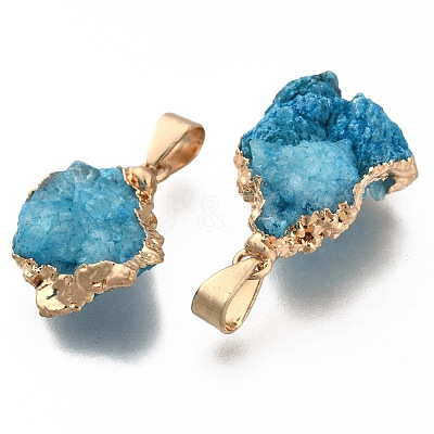 Natural Druzy Agate Pendants G-Q494-76-1