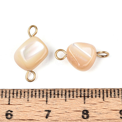 Natural Shell Nuggets Connector Charms STAS-D378-22G-1
