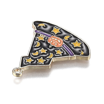 Halloween Theme Witch Hat Alloy Enamel Pendants X-ENAM-J649-11LG-02-1