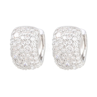 Brass Micro Pave Clear Cubic Zirconia Hoop Earrings EJEW-Z164-21P-1