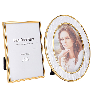 2Pcs 2 Styles Glass & Iron & Aluminum Photo Frame Stands AJEW-OC0005-83-1