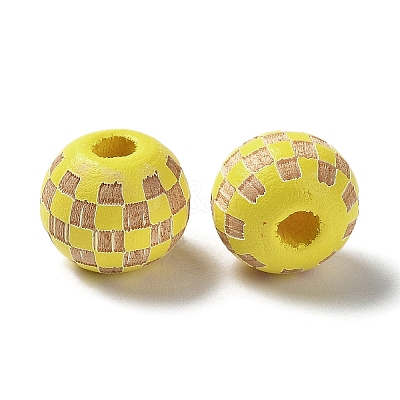 Wood Laser Engraved Tartan Beads WOOD-I011-01A-04-1