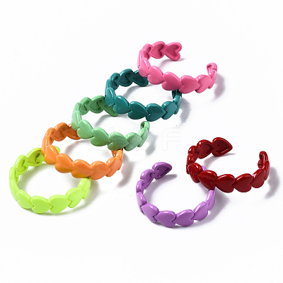 Spray Painted Brass Cuff Rings RJEW-S044-143-1
