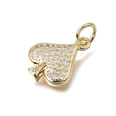 Brass Micro Pave Clear Cubic Zirconia Charms CU-L001-19G-04-1