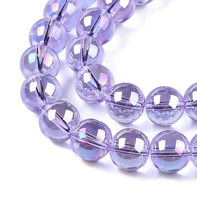 Electroplate Transparent Glass Beads Strands GLAA-T032-T10mm-AB01-1
