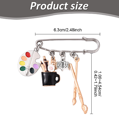Painting 304 Stainless Steel Safety Pin Brooches JEWB-YW00001-01-1