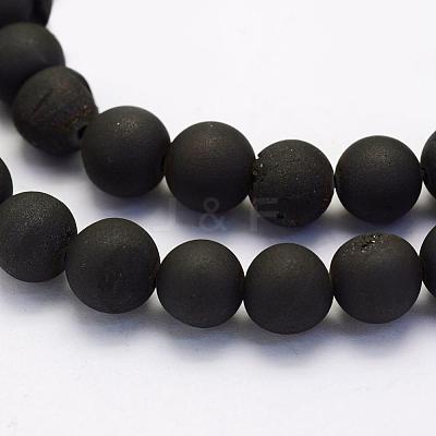 Electroplate Natural Druzy Agate Beads Strands G-G708-8mm-09-1