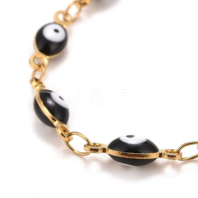 Enamel Horse Eye Link Chains Bracelet BJEW-P271-05G-1