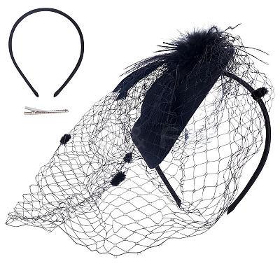 Mesh Veil Cloth Hair Bands AJEW-WH0248-740A-1