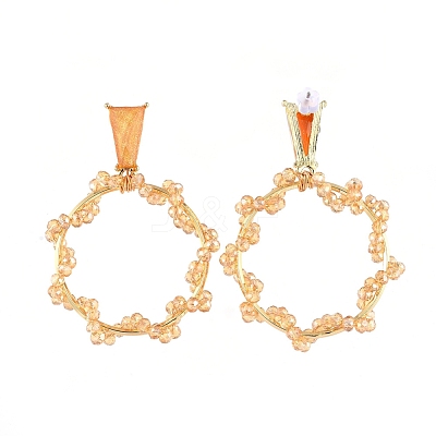 Glass Beads Dangle Ear Studs EJEW-JE03916-03-1