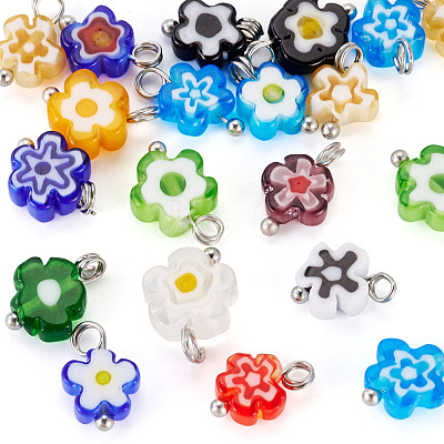 20Pcs Handmade Millefiori Glass Charms PALLOY-TADJ00003-1