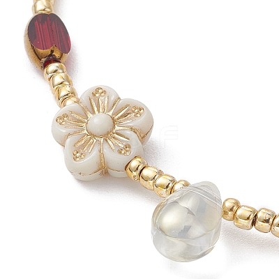 Glass Seed & Plastic Pearl Beaded Bracelet for Women BJEW-JB09687-1