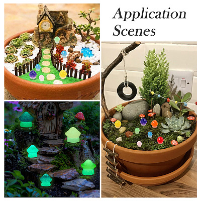 30Pcs 2 Styles Luminous Resin Mushroom Ornament RESI-TA0004-04A-1