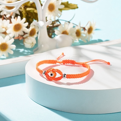 Lampwork Evil Eye Braided Bead Bracelet BJEW-JB07857-01-1