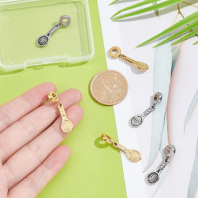 6Pcs 2 Colors 304 Stainless Steel European Dangle Charms STAS-UN0039-47-1