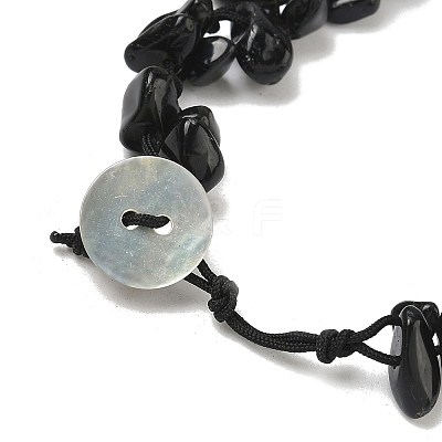 Chip Natural Obsidian Beaded Anklets AJEW-PH01371-08-1