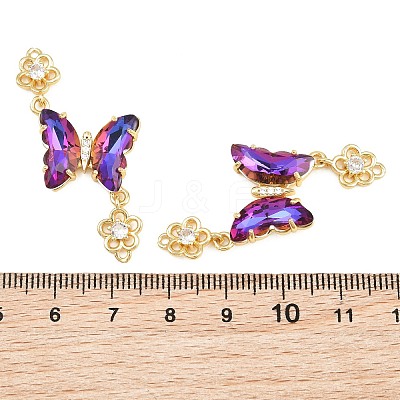 Brass Micro Pave Cubic Zirconia Connector Charms CU-CBACDF6-01G-14-1