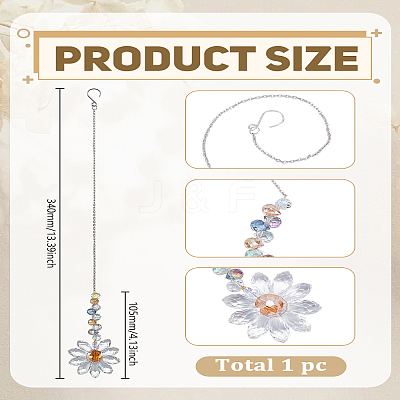 1Pc Glass Flower Hanging Ornaments HJEW-LP0002-65B-1
