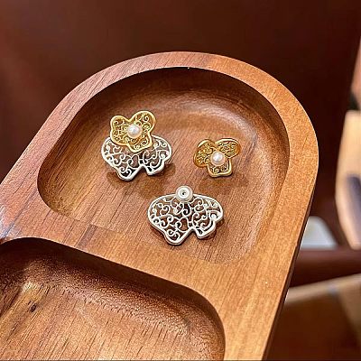 Alloy & Imitation Pearl Stud Earrings WG51E44-01-1